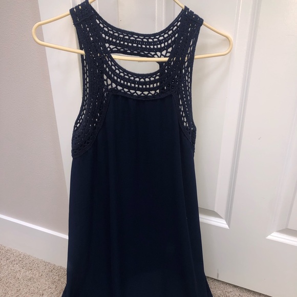 Lulu's Dresses & Skirts - Navy crochet top dress Lulu's Dresses & Skirts - Navy crochet top dress